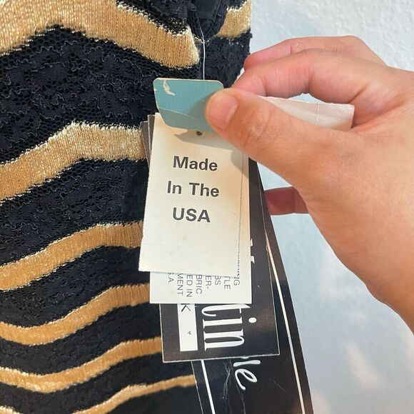 Vintage Sheri Martin Jumpsuit 16 Black Gold Classy Chevron‎ Formal Event - Picture 7 of 16